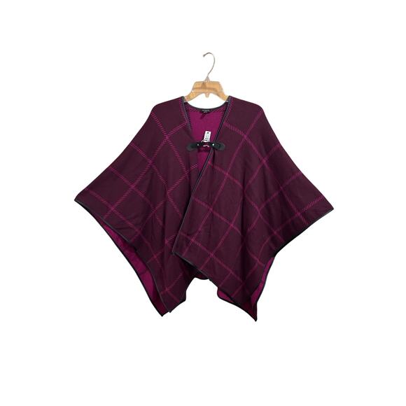 Talbot's Women's Burgundy and Black Poncho Cape Size M/L - Picture 1 of 4
